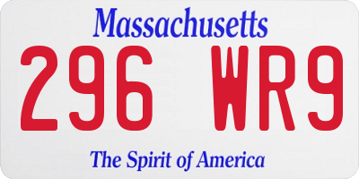 MA license plate 296WR9