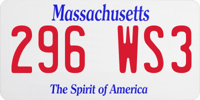 MA license plate 296WS3