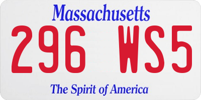 MA license plate 296WS5