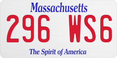 MA license plate 296WS6