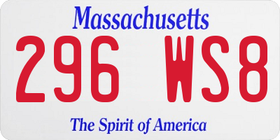 MA license plate 296WS8