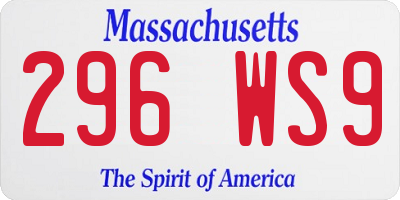 MA license plate 296WS9