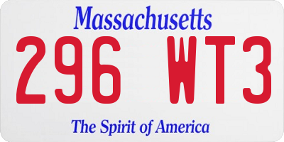 MA license plate 296WT3