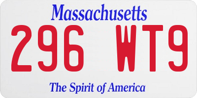 MA license plate 296WT9