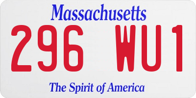 MA license plate 296WU1