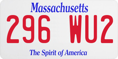 MA license plate 296WU2