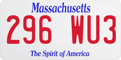 MA license plate 296WU3