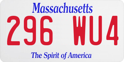MA license plate 296WU4