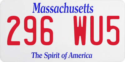 MA license plate 296WU5