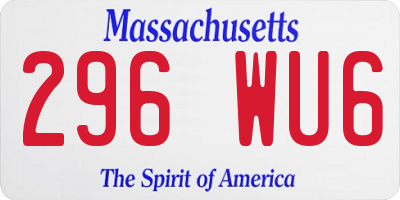 MA license plate 296WU6