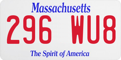MA license plate 296WU8