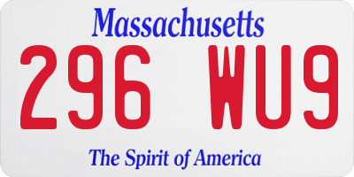 MA license plate 296WU9