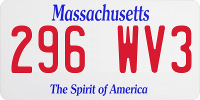 MA license plate 296WV3