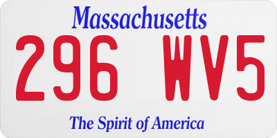 MA license plate 296WV5