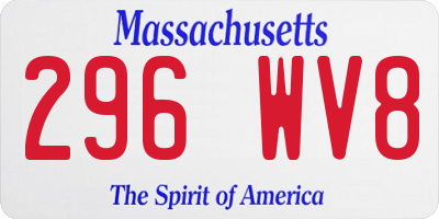 MA license plate 296WV8