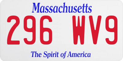 MA license plate 296WV9