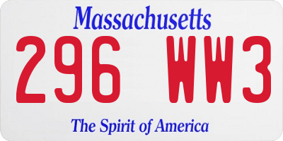 MA license plate 296WW3
