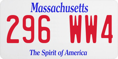 MA license plate 296WW4