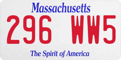 MA license plate 296WW5
