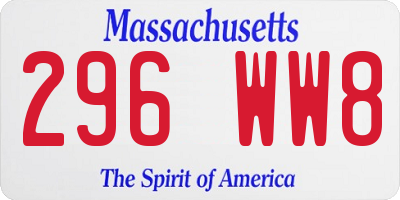 MA license plate 296WW8