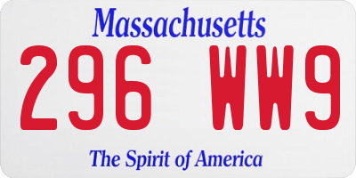 MA license plate 296WW9