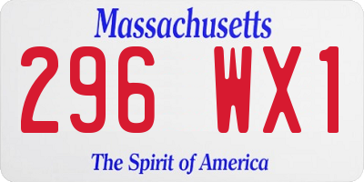 MA license plate 296WX1