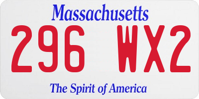 MA license plate 296WX2