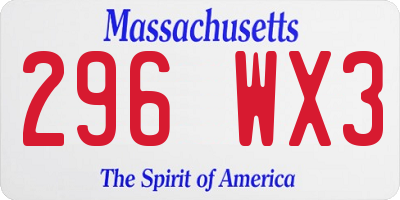 MA license plate 296WX3