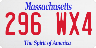 MA license plate 296WX4
