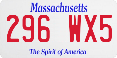 MA license plate 296WX5