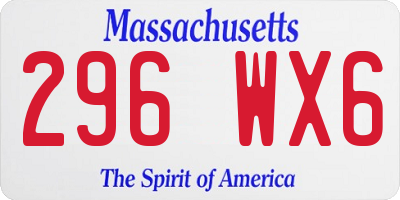 MA license plate 296WX6