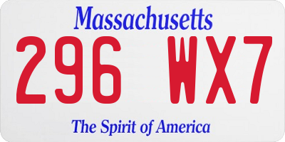MA license plate 296WX7