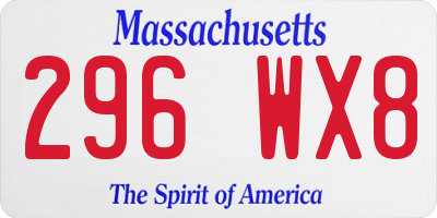 MA license plate 296WX8