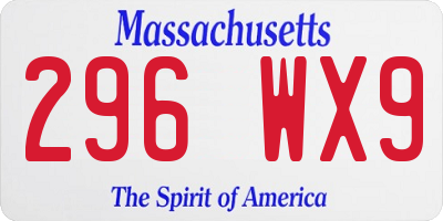 MA license plate 296WX9