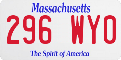 MA license plate 296WY0