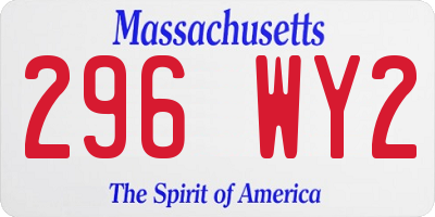 MA license plate 296WY2