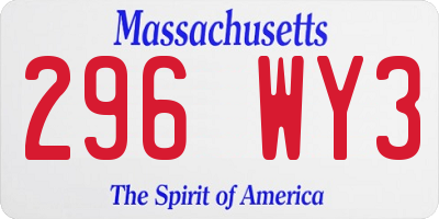 MA license plate 296WY3