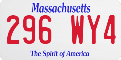 MA license plate 296WY4