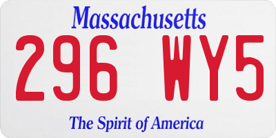 MA license plate 296WY5