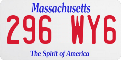 MA license plate 296WY6