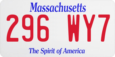 MA license plate 296WY7