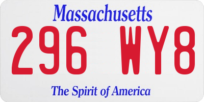 MA license plate 296WY8