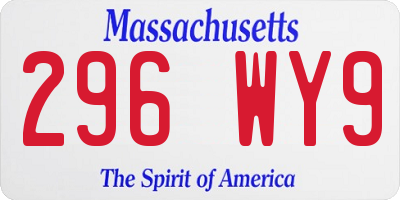 MA license plate 296WY9