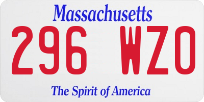 MA license plate 296WZ0