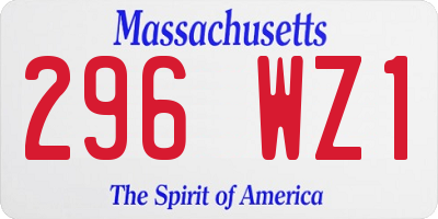 MA license plate 296WZ1