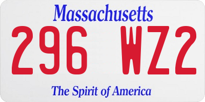 MA license plate 296WZ2