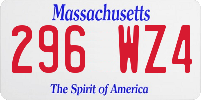 MA license plate 296WZ4