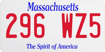 MA license plate 296WZ5