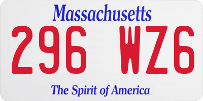 MA license plate 296WZ6
