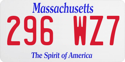 MA license plate 296WZ7